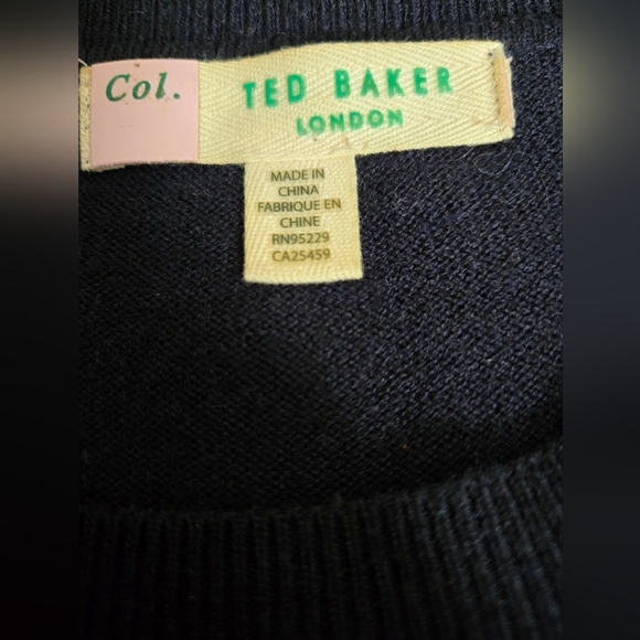 TED BAKER Throwback 70s Navy Wool Cashmere Metallic Shooting Star Sweater. 4-6 - Picture 8 of 14